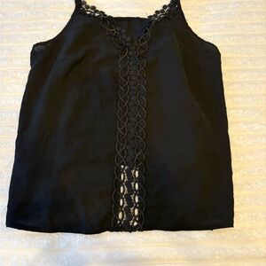 Elegant Black Lace Trim Women's Top
